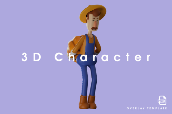 3D Farmer Illustration Carrying Pumpkin: A Versatile Asset for Creative Projects