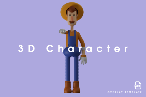 3D Farmer with Hands Pointing Forward