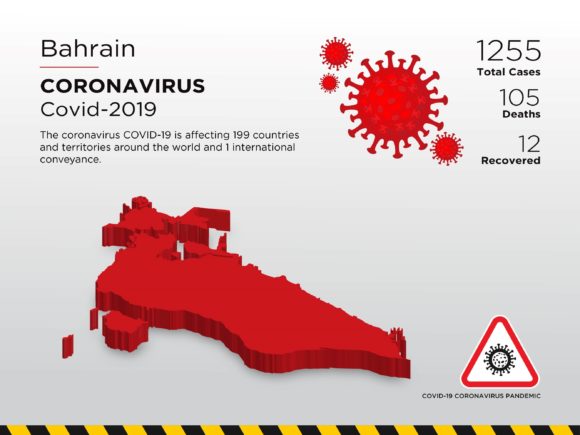 Bahrain Affected Country 3D Map for Pandemic Visuals