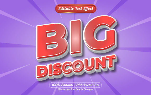 Big Discount 3d Editable Text Effect for Creators