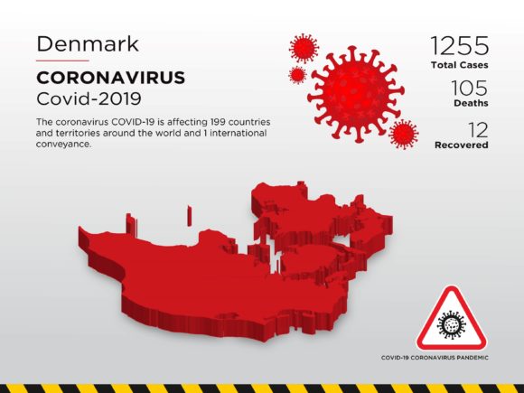 Denmark Affected Country 3D Map Design