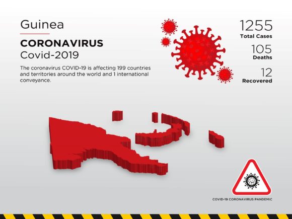 Guinea Affected Country 3D Map: A Powerful Visual Tool for Pandemic Awareness