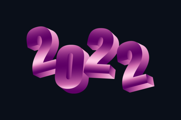 New Year 2022 Metallic 3d Text Effect