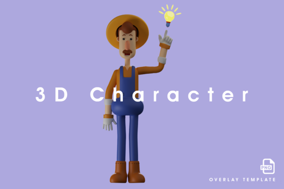 Smart Farmer 3D Cartoon Having Good Idea