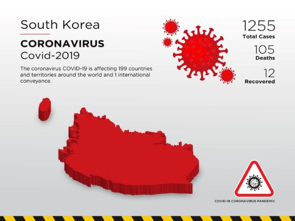 South Korea Affected Country 3D Map for Pandemic Data